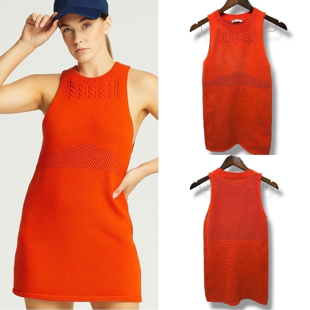 376 ZARA | EUC Orange Sleeveless Cable Knit Mini Dress (Size M)